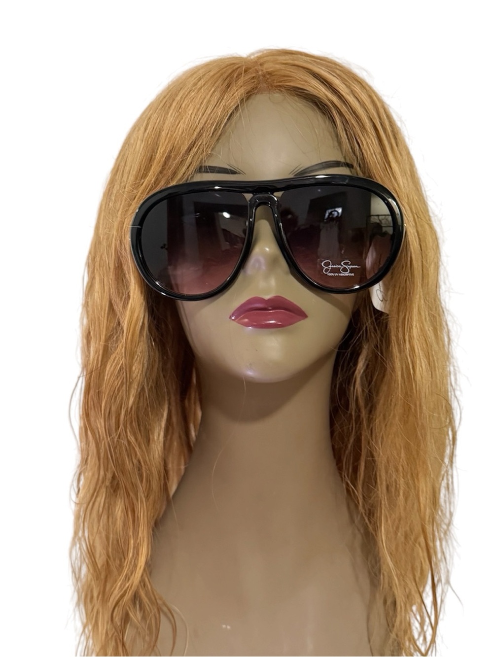 Jessica Simpson Black Oversized Gradient Aviator Sunglasses